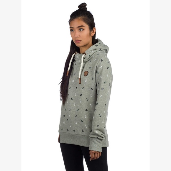 NWT NAKETANO Grey Green High Collar Anchor Hoodie - Picture 8 of 8